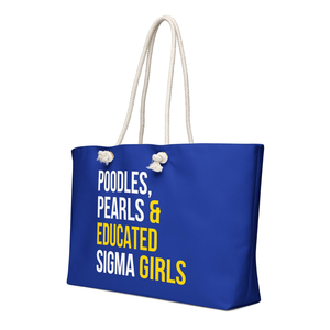 กระเป๋าผ้าแคนวาสโพลีเอสเตอร์ขนาดใหญ่สำหรับเดินทาง  ลาย Sigma Gamma Rho Poodles Pearls  สำหรับสาวๆ ที่รักการเรียนรู้  รุ่น SGRho Weekender Tote Gift Bag  ความจุเยอะ  แบบสั่งทำพิเศษ - Product Image 4