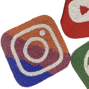 CRYSTAL CRAFT Premium Quality Glass Waterproof <b>Beaded</b> <b>Coasters</b> European Style Customizable Colors & Designs for Home Bar & - Product Image 1