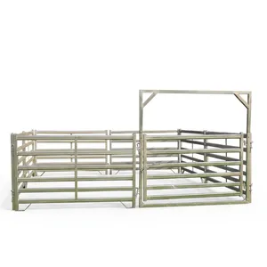 Panneaux de clôture rectangulaires en acier galvanisé pour enclos à bétail, style moderne, portail métallique inclus - Product Image 4