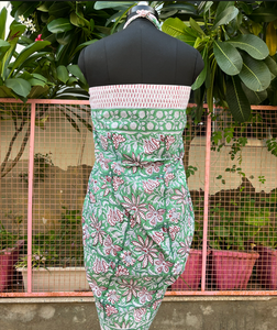 Green Floral Printed Viscose Cotton <b>Sarong</b> Crossed Halter Swimdress <b>Women</b> Reversible Draped Pareo Beach Wrap - Product Image 3