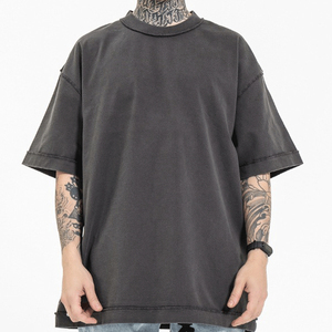 Camiseta de Algodón 100% con Lavado Ácido, Costuras en Contraste, Hombros Caídos, Cuello Simulado, Corte Holgado, Estilo Urbano, Logotipo Personalizado, Venta Caliente 2026 - Product Image 3