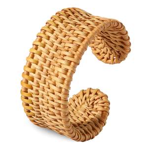 Hand-woven rattan <b>bangles</b> in bulk quantity lowest cost natural wooden cane <b>bangle</b> <b>bracelet</b> cuffs - Product Image 3