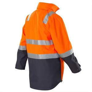 Miden International Reflective Hi Vis ANSI Class 1 Safety <b>Work</b> <b>Jacket</b> for <b>Men</b> Orange <b>Waterproof</b> Polyester Rain <b>Jacket</b> with Hood - Product Image 3