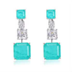 Pendientes de Plata 925 con Circonita Cúbica, Diseño Art Deco, Chapados en Oro Verde, de Lujo, para Mujer - Product Image 1