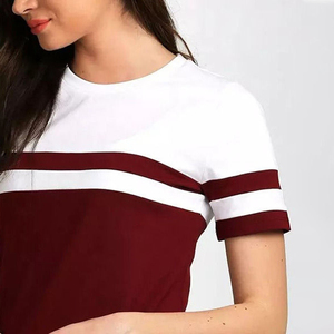 T-shirt décontracté pour femme à col rond, coupe ajustée, imprimé écossais unique, manches courtes, écologique, vente en gros - Product Image 3