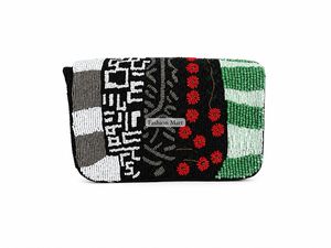 Sac à bandoulière de luxe fait main perlé pour femme, motif géométrique floral, sac à main en perles de rocaille, pochette de soirée tendance - Product Image 3