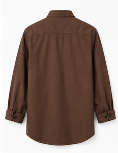เสื้อเชิ้ตผู้ชายสีน้ำตาล ปกพับได้ แขนยาว สไตล์ลำลอง - Product Image 6