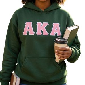 Dark <b>Green</b> Pullover Hoodie with Pink Letter Graphic Cotton Fleece Long Sleeve Hooded Sweatshirt Kangaroo Pocket Casual Winter - Product Image 4