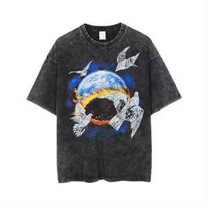 Acid Wash Cotton T Shirt 230g Vintage Loose Fit Tee Streetwear Unisex Pure Cotton <b>Tshirt</b> Mens Oversized Vintage T-shirts - Product Image 6
