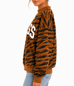 Oversized Cotton <b>Mock</b> <b>Neck</b> Sweatshirt for Women Custom Front Logo Relaxed Casual Streetwear Pullover <b>Top</b> - Product Image 1