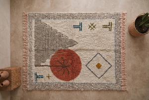 Tapis marocain en laine noué à la main Beni Ourain, paysage désertique tribal, tapis shaggy berbère, décoration de luxe pour la maison - Product Image 5