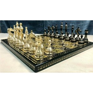 Premium Metallic Chess <b>Board</b> Set Antique Brass Crafted Metal Chessmen Family <b>Table</b> <b>Games</b> Wholesale Home Decor Gift Set Chess Set - Product Image 3