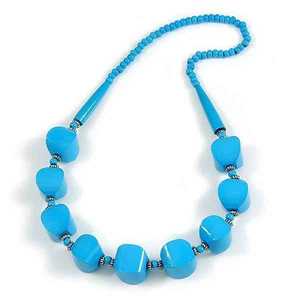 Collier de perles irrégulières bleues en résine fait main, bijoux de mode pour femmes et filles, artisanat en résine - Product Image 1