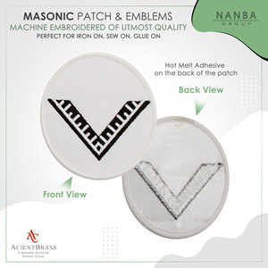 Custom Embroidered Iron-On Canvas Circular Clothing Patch with Black Chevron Geometric Design White Background for Apparel Hats - Product Image 2