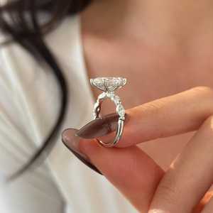 แหวนเพชรทรงมาร์คีส์ 2 กะรัต พร้อมวงแหวนเพชรซ่อนรอบ แหวนหมั้นทองคำขาว 14k แหวนเพชรทรงมาร์คีส์ รับรองโดย IGI - Product Image 5