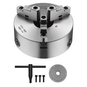 Mandrino autocentrante a 3 griffe da 8 pollici (200 mm) con piastra di supporto filettata 2 1/4-8, spessore 0.16 (7.87 mm) e morsetto da 4-200 mm - Product Image 1