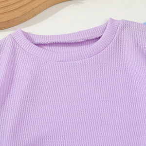 Conjunto de 2 Piezas de Camiseta y Pantalones Cortos de Algodón para Bebé Unisex, Color Sólido, Cuello Redondo, Manga Corta, Atuendo Informal de Verano, Transpirable y Ligero - Product Image 3