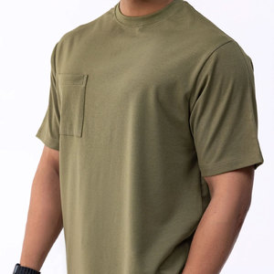 Camiseta de Verano para Hombre, Color Verde Menta, Estilo Liso, de Algodón, Corte Holgado, Estilo Urbano, Talla Grande - Product Image 3