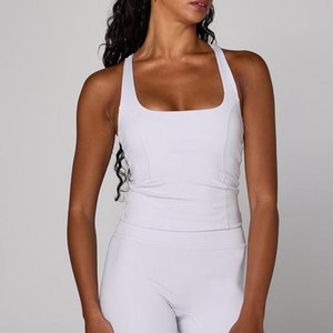 Ropa Deportiva para Mujer, Nueva Colección, Cuello en U, Diseño Cruzado en la Espalda, Tejido de Punto, Ropa de Gimnasio, Ropa de Verano, Transpirable, Alta Elasticidad - Product Image 5