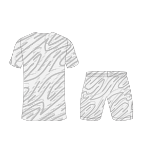 Custom sublimated soccer uniform set for men with grey and white abstract wave pattern print jersey and matching <b>shorts</b> - Product Image 6