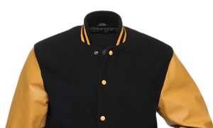 Blouson Bomber Unisexe Tendance OEM Style Universitaire Personnalisé avec Boutons Pression, Manches en Laine et PU, Bordures Côtelées, Broderie, Tissu Toile, Look Varsity - Product Image 2