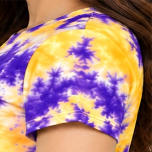 T-shirt pour femme en coton tricoté, col rond, manches courtes, style tie-dye, coupe classique, look moderne, pour le quotidien, printemps-été - Product Image 6