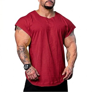 Clothing Factory OEM Men's Lightweight T-Shirt DTF Print Bodybuilding Athletic Gym Cotton Breathable <b>Tshirt</b> - Product Image 5
