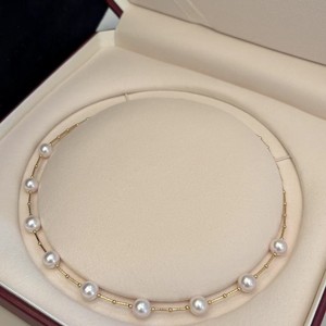 Collar de Perlas de Alta Gama con Diseño de Cielo Estrellado, Estilo Japonés y Coreano, 9-10 Perlas, Cadena de Clavícula con Nudo de Bambú Francés - Product Image 1