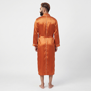 <b>Men's</b> Polyester Night Gown 100% <b>Silk</b> Classic Satin Night Dress Long Gown Soft Sleep Wear Soft Comfortable Sleep Wear Gown - Product Image 2