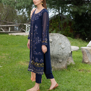 Ensemble shalwar kameez 2 pièces pour femmes grandes tailles, dernier design, logo personnalisé, robes de mariage, imprimé floral, broderie en dentelle - Product Image 2