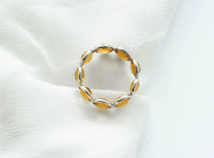 Golden Solstice Checkerboard Natural "Citrine'' Eternity <b>Statement</b> <b>Ring</b> In 925 Sterling <b>Silver</b> For Trendy Look & Daily Wear - Product Image 3