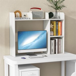 Libreria da scrivania in legno ingegnerizzato bianco con monitor da 27FT/68,58 cm e pensile da 93,98 x 25,40 x 73,66 cm con kit anti-ribaltamento - Product Image 1