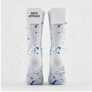 Crew <b>Socks</b> Geometric Pattern Blue Breathable <b>Running</b> <b>Socks</b> for Adults Spring Season - Product Image 2