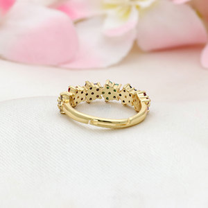925 Sterling <b>Silver</b> Gold Plated Multicolor CZ <b>Adjustable</b> Flower <b>Ring</b> for Women Jewelry Wedding Engagement Accessories - Product Image 3