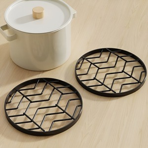 Sous-verre rond en métal classique, écologique, finition noire, pour chambre d'hôtel, restaurant, bureau, nouvelle collection, sous-verre de table très vendu - Product Image 2