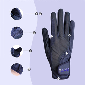 Gants d'équitation professionnels d'été à prix réduit, nouveau design, en cuir, imperméables, antidérapants, à doigts complets, avec fermeture auto-agrippante - Product Image 6