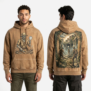 Sweat à capuche graphique vintage pour homme, coupe oversize, délavé à l'acide, style streetwear, motif bûcheron, Forêt Timber Undead Division - Product Image 2