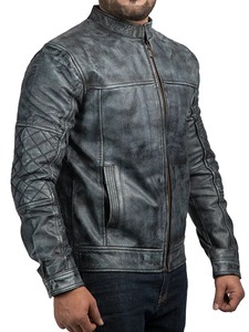 <b>Mens</b> Shooter Distressed <b>Leather</b> <b>Jacket</b> - Product Image 2