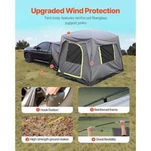 Tenda per SUV da Campeggio 3m x 2.4m Impermeabile PU2000mm Design Spazioso a Doppio Strato Capacità 5-8 Persone per Campeggio in SUV - Product Image 4