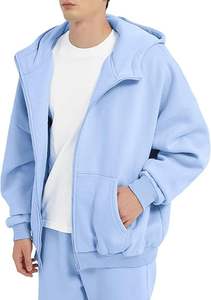 Vente en gros économique : Sweat à capuche zippé pour homme 300 g/m² en molleton de coton et polyester épais et respirant, style streetwear, avec logo personnalisé, pour l'hiver - Product Image 4