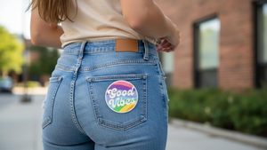 Patch Good Vibes à thermocoller/coudre, 3 pouces - Patch brodé intégral, Patchs brodés de qualité supérieure, Design personnalisé 2026 à thermocoller - Product Image 3