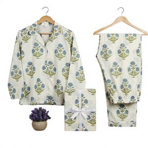 Nuevo Conjunto de Pijama de Verano 100% Algodón, Estampado a Mano, Térmico, Sexy y Sencillo, de Secado Rápido, Transpirable, Suave y Ligero - Product Image 1