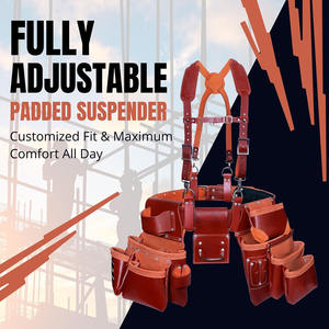 Cinturón de herramientas de cuero multifuncional y cómodo para trabajadores de la construcción, estilo personalizado con logotipo, color negro, venta al por mayor. - Product Image 2