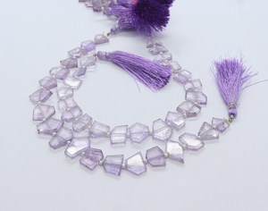 ลูกปัดอเมทิสต์สีชมพูทรงเหลี่ยมแบนแฟนซี ขนาด 11-13 มม. แบบแบนทั้งสองด้าน ลูกปัดพลอยอเมทิสต์ธรรมชาติสีชมพู 8 นิ้ว - Product Image 5