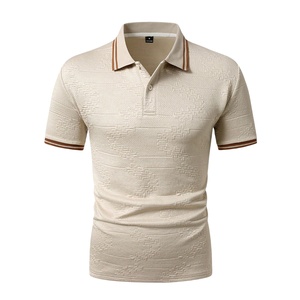 <b>Men</b> Solid Jersey Front Logo for Shirt Short Sleeve Knitted Cotton Casual Breathable Turn Collar Summer Fashion <b>Top</b> OEM Service - Product Image 1