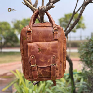 Sac à dos en cuir véritable Real Crunch, multi-usages, sacs à la mode, sac à dos pour ordinateur portable en cuir véritable, sac d'école, sacs pour ordinateurs portables - Product Image 1