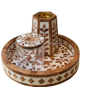 Quemador de Incienso Tradicional para Fragancia del Hogar y Regalos de Eid Ramadán, Mabkhara Árabe de Madera Decorada con Madreperla Premium - Product Image 2