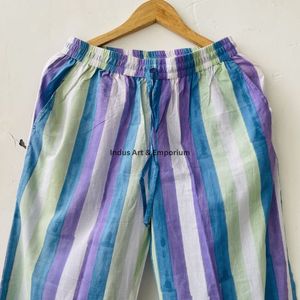 New Arrival Women's 100% Cotton <b>Summer</b> Indian Hand Block Printed <b>Pyjama</b> Night Set Quick Dry V-neck Long Sleeves Casual - Product Image 5