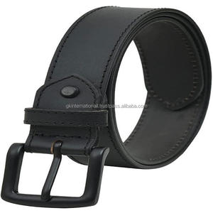 Cinturón informal de cuero negro y marrón de alta calidad a la moda para pantalones vaqueros Costura completa y hebilla resistente con acabado negro mate - Product Image 3