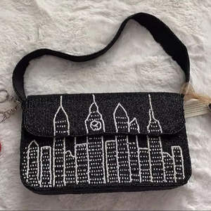 Bolso de Mano Artesanal Indio de Lujo, Informal, para Uso Diario, con Cuentas de Vidrio Coloridas y Asa de Baguette, Accesorio de Moda Duradero con Cristales Artísticos - Product Image 3